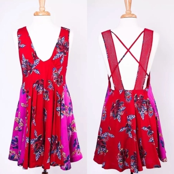 NWT Free People Cherry Combo Floral Boho Dress S - Picture 10 of 11